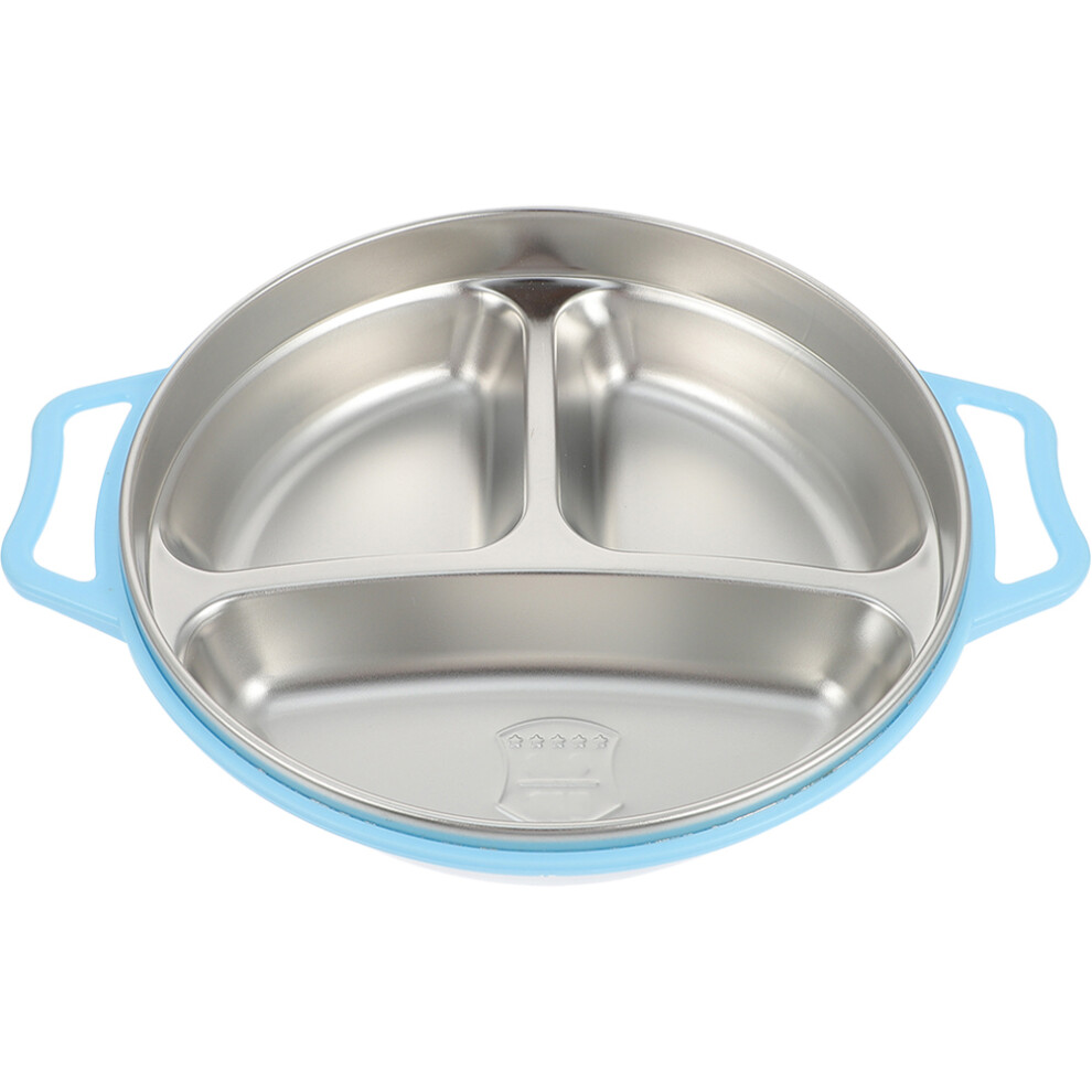 Stainless Steel Food Serving Plate Divided Dinner Plate Blue Happyyami