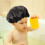 Black Elastic Shower Hat Soft Polyester Night Sleeping Hair Bonnet 3