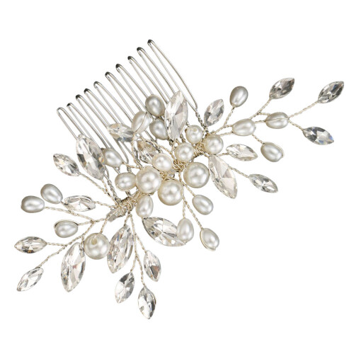 Crystal Pearl Bride Hair Comb Bridal Wedding Accessory
