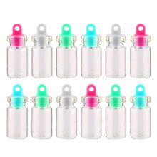 50Pcs 2Ml Clear Mini Glass Jars With Plastic Stoppers