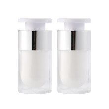 2Pcs White Plastic Vacuum Bottles Travel Containers for Cosmetic Use