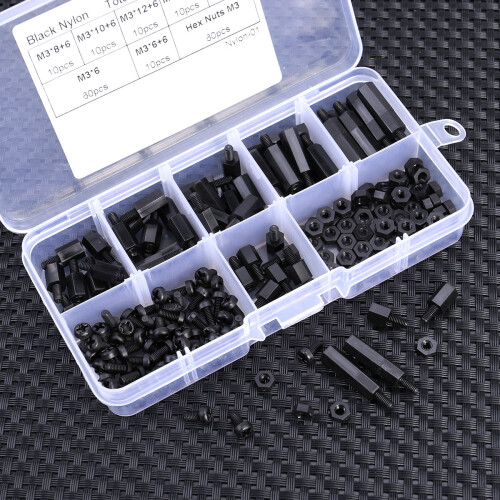 180Pcs Nylon Screws Kit Black for Computer DIY Electronic Fasteners 2