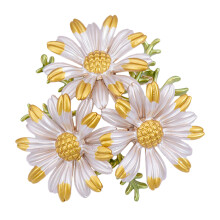 Yellow Alloy Creative Flower Pin for Women Wedding and Party Use