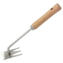 Garden Weeding Tool Stainless Steel Weeder with Ergonomic Wooden Handle for Efficient Weed Removal