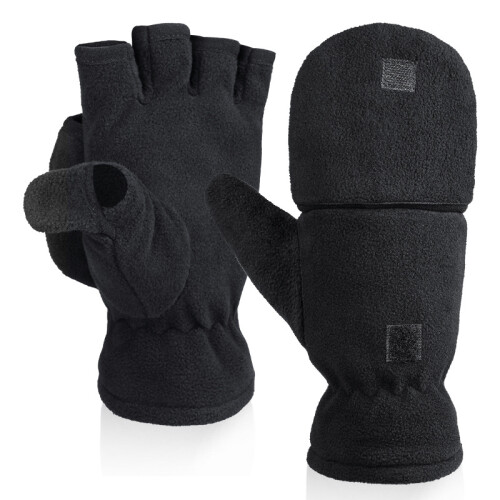 Fingerlose Polarfleece-Handschuhe / Winterfäustlinge 2-in-1  M