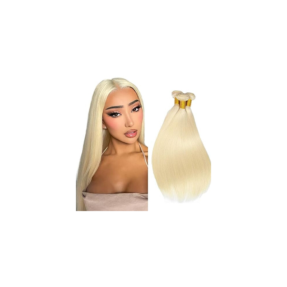Unisex 613 Blonde Brazilian Virgin Hair Extensions 12 14 16 Inch Straight Weave 3 Bundles Tangle