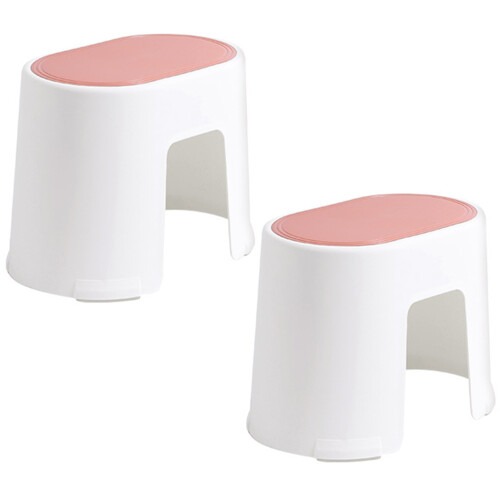 2Pcs Plastic Foot Stool for Home Bathroom Nonslip Anti-Roll Step Stool