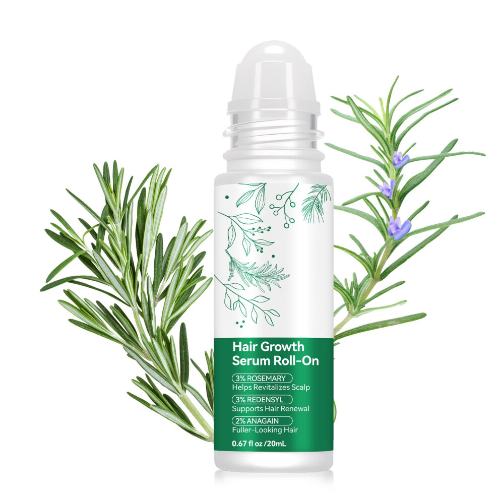 Rosemary Hair Growth Serum Roll On 20ml, Triple Action with Redensyl and AnaGain, Fast Absorbing Non Greasy Scalp Treatment