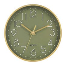 Silent NonTicking 8Inch Olive Gold Modern Wall Clock for Bedroom Kitchen Office