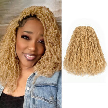 8 Inch Honey Blonde Yaky Twist Crochet Hair 8 Packs Pre Twisted Fluffy Spring Braids Extensions