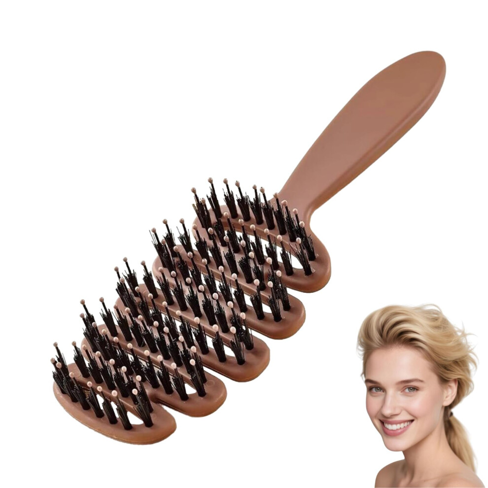 Hair Volume Brush with RootLifting Bristles, Anti Frizz Teasing Hair Brush for Smooth Shine Brown