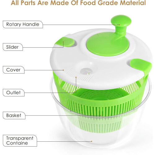 Large 5 Quart Salad Spinner – Collapsible Vegetable Spinner with Colander, BPA  Fruit Washer 2