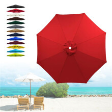 Patio Umbrella Replacement Canopy 10FT 8 Ribs Waterproof UV Protection Red Outdoor Shade
