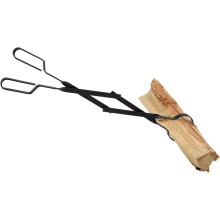 Heavy Duty Fireplace Tongs with Ergonomic Grip for Safe Indoor and Outdoor Log Handling, Black