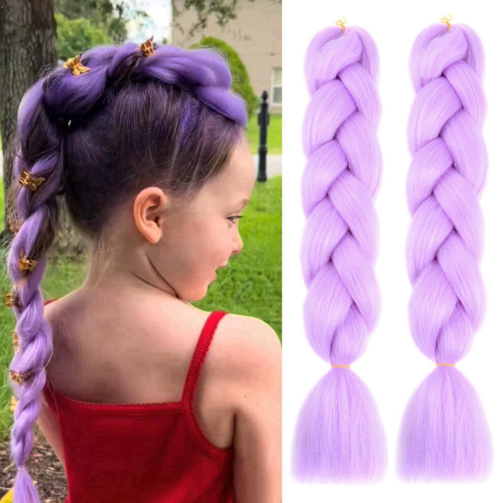 Purple Braiding Hair Extensions 30 Inch Light Purple Synthetic for Box Braids Cosplay