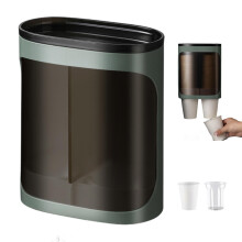 Cup Dispenser with Dust Cover, Wall Mounted Large Capacity Adhesive Holder for Kitchen Bathroom Office
