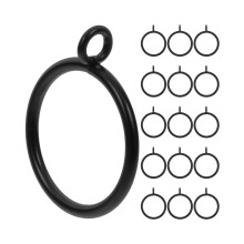 20 Pcs Black Curtain Rings with Eyelets for Rods, Easy Install, Smooth Glide, Durable Set