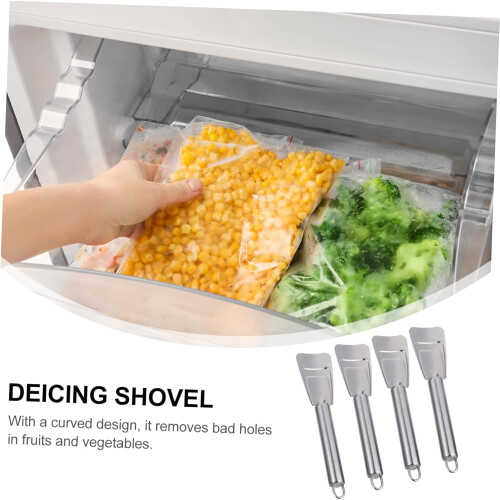 4Pcs Stainless Steel Refrigerator Ice Shovel Set Durable Rust Resistant Freezer Deicing Tools with Hanging Handle 1
