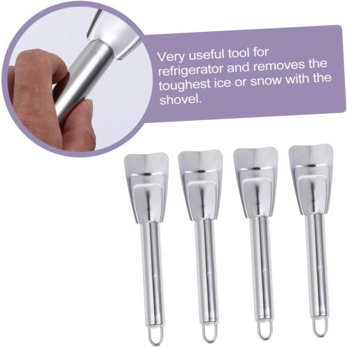 4Pcs Stainless Steel Refrigerator Ice Shovel Set Durable Rust Resistant Freezer Deicing Tools with Hanging Handle 2