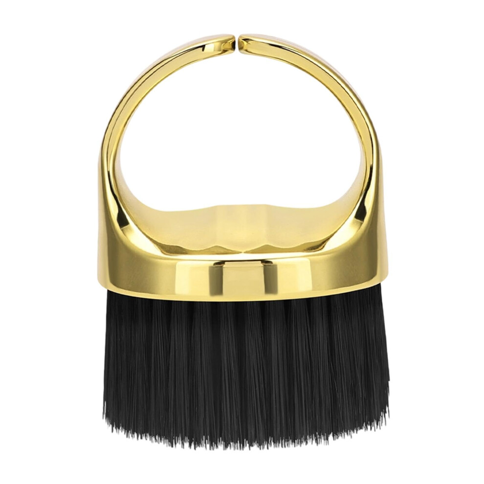 Gold Beard Brush For Men With Soft Nylon Bristles And Neck Duster For Barber Grooming