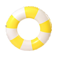 Luxury Yellow Striped Pool Float Ring for Adults and Kids, Durable Donut Shape Swimming Tube