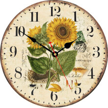 Vintage Sunflower Wall Clock 12 Inch Silent Quartz Rustic Farmhouse Kitchen Decor Easy to Read