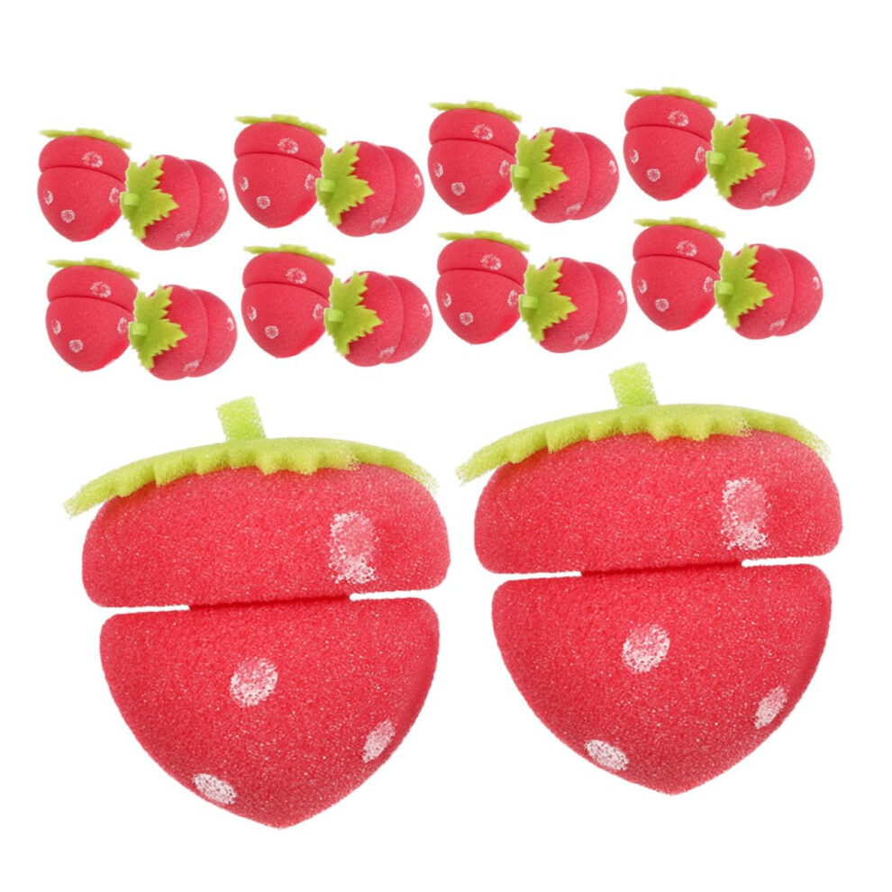 18pcs Strawberry Shaped Heatless Curlers Soft Sponge Hair Rollers for Overnight Gentle Styling