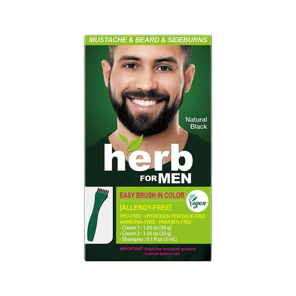 Herbformen Not,Specified Herb For Men, Ppd & Ammonia Free Mustache & Beard Dye, Vegan Natural Ingredients, Odorless, No More Skin Irritations From Coloring For Sensitive Skin