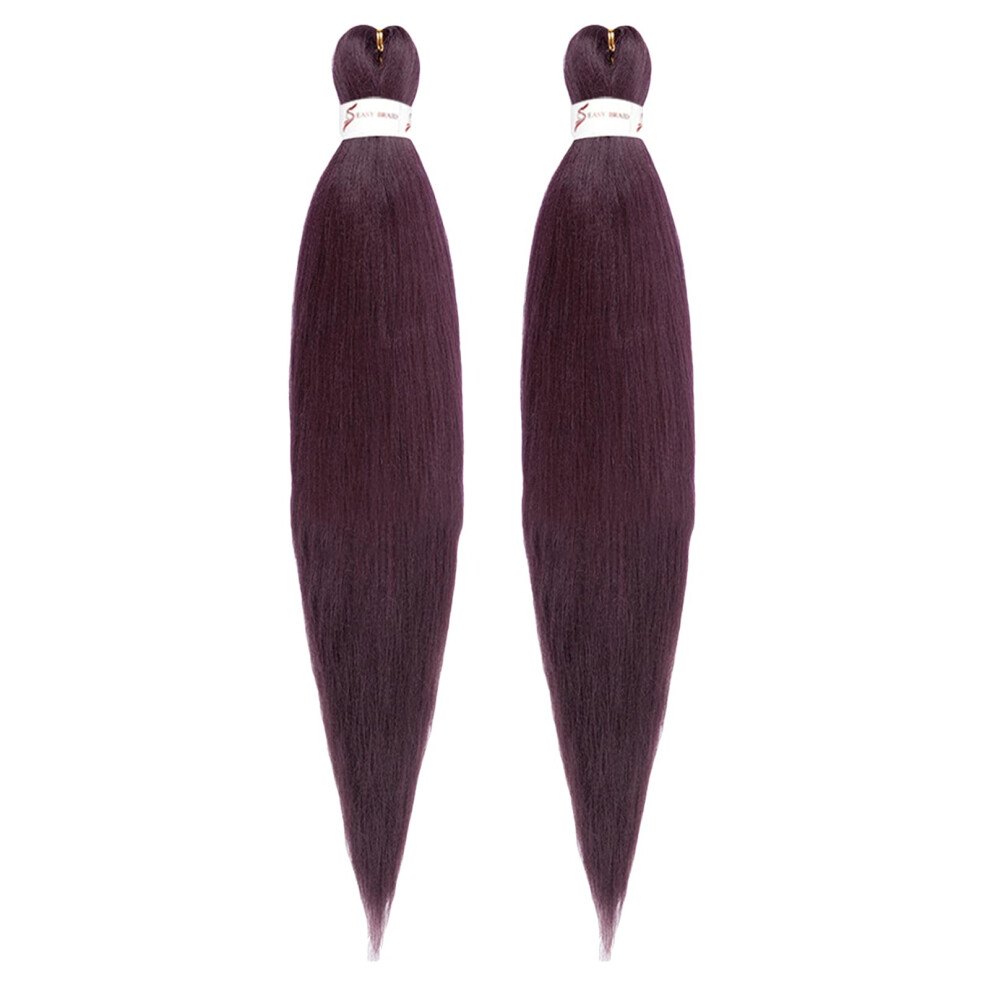 Unisex Red Pre Stretched Braiding Hair 26 Inch Yaki Texture Synthetic Extensions For Box Braids
