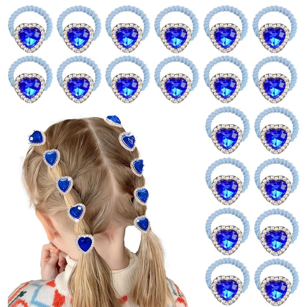 Blue 20 Pcs Toddler Hair Ties With Gentle Seamless Design, Baby Girl Flower Elastic Ponytail Holders,