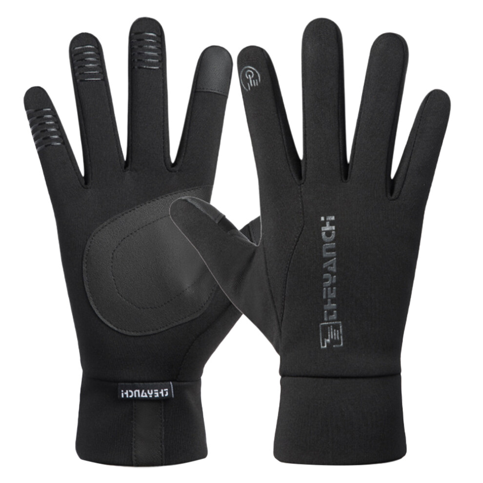1Pair Riding Gloves Windproof Waterproof Touch Screen Skid-Proof Black 3072351256723