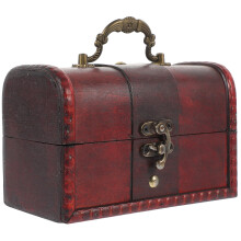 Antique Wooden Treasure Chest Keepsake Jewelry Storage Box Pirate