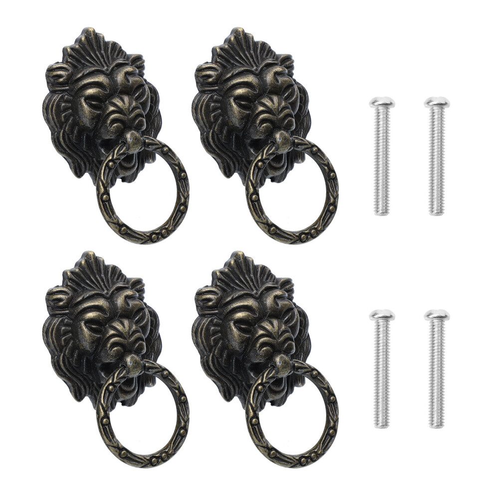 4Pcs Antique Finish Lion Head Wardrobe Handles Zinc Alloy Pull Knobs 3072513962134