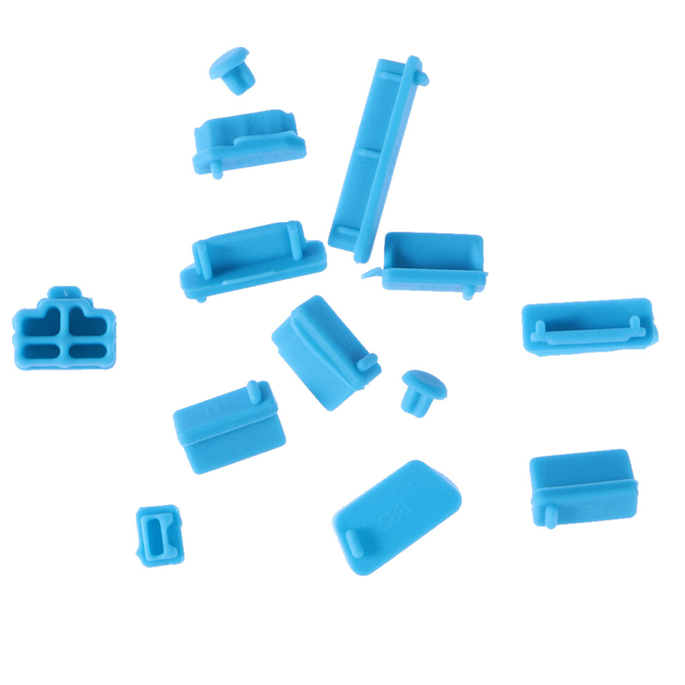 13Pcs Laptop Usb Plug Charger Port Protector Dust Cover Silicone Blue 3293806114829
