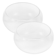 2Pcs Round Transparent Fish Bowl Glass Terrarium Home Plant Container