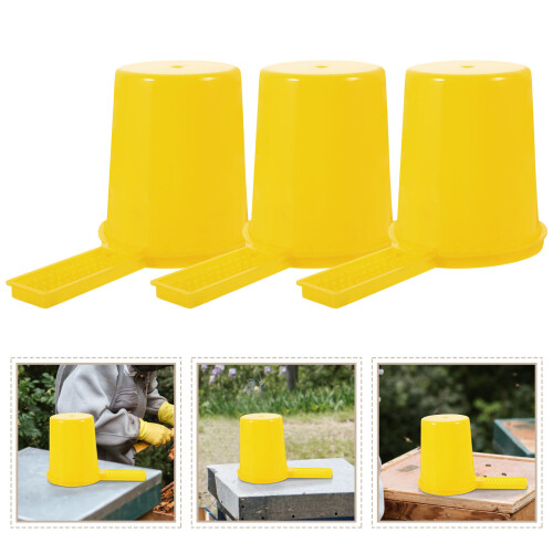 6Pcs Bee Water Feeders Yellow Plastic Cups for Beehive Easy Use 1