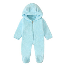 Baby Sky-Blue Hooded Romper Cotton Infant Warm Winter Jumpsuit