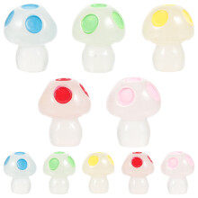 Resin Mushroom Figurine Pink Yellow Red Blue Green 10pcs