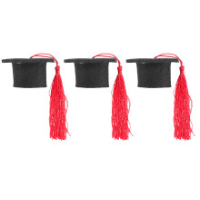 3Pcs Graduation Hat Bottle Toppers Red Felt Wine Caps Set for Parties