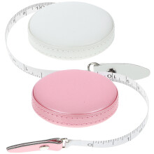 2Pcs Mini PU Leather Pocket Tape Measure Pink for Body Measurement
