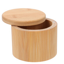 1Pc Bamboo Seasoning Pot Brown Condiment Holder for Home Kitchen Use