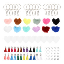 1Set DIY Schlüsselanhänger Polyester Herzform Plüschbälle