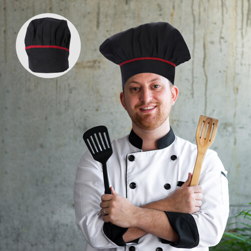 1Pc Classic Black Chef Hat for Kitchen Cotton Comfortable Cooking Hat 2