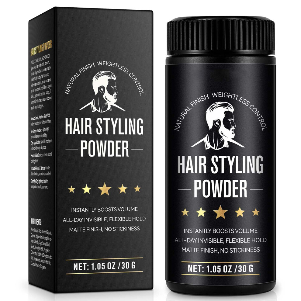 Hair Styling Powder for Men with Instant Volume Boost, Natural Matte Finish and Oil Control, 1.05oz