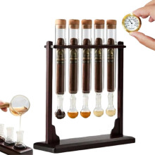 Cigar Humidifier and Infuser Tube Kit with Hygrometer, Borosilicate Glass, Airtight Seal, Wooden Base