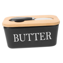 Ceramic Butter Dish with Lid and Knife, Large Sealed Butter Keeper for Kitchen Storage