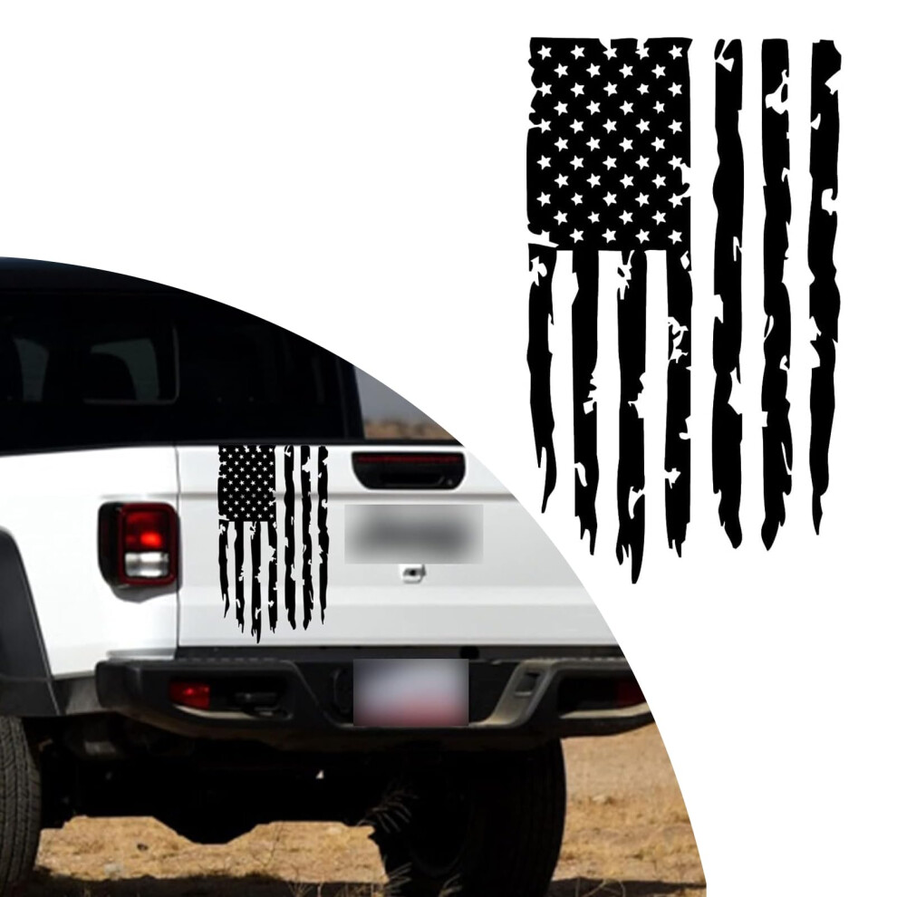American Flag Truck Decal Waterproof Vinyl Sticker For Tailgate Suvs And Pickup Trucks Black 9070919695964