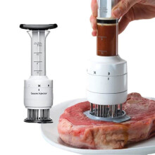 Meat Injector and Tenderizer with Stainless Steel Needles for Steak and Poultry Flavor Injection