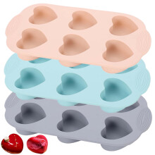 Silicone Baking Molds 3 Pack Heart Shaped 6 Cavity NonStick Cupcake Muffin Pan Oven Safe