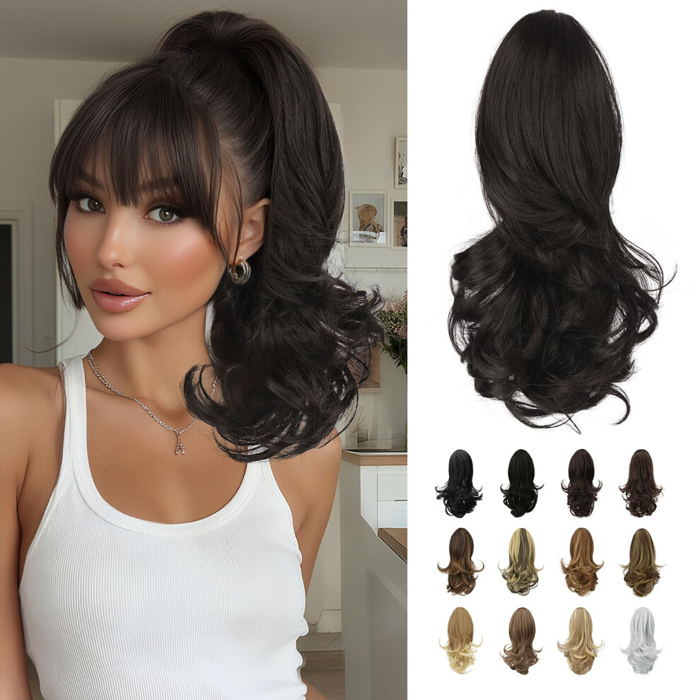 Ponytail Hair Extension Long Curly Clip in Claw Synthetic Hairpiece for Women with Natural Look